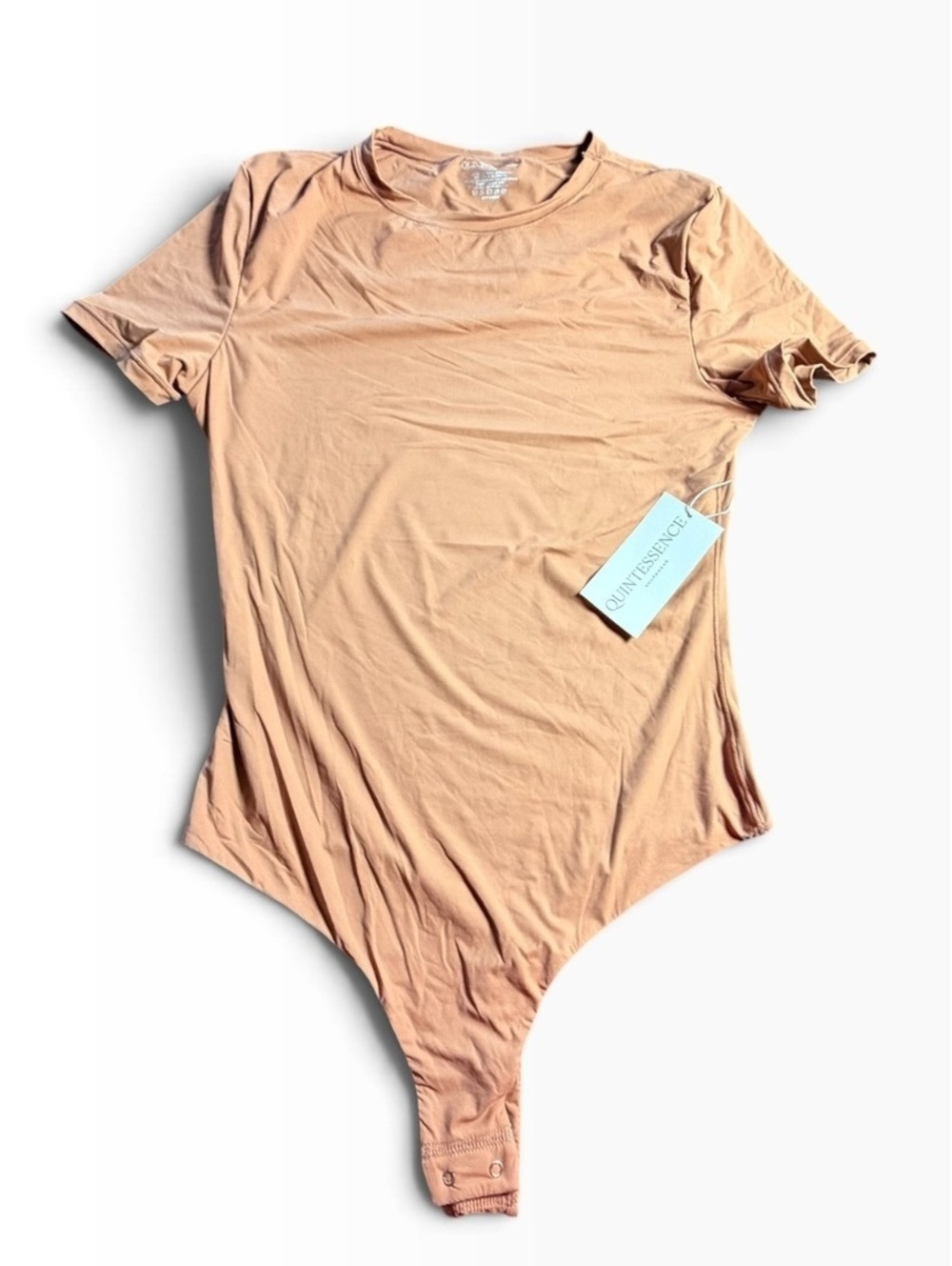 QUINTESSENCE tan shapewear thong bodysuit size medium NWT